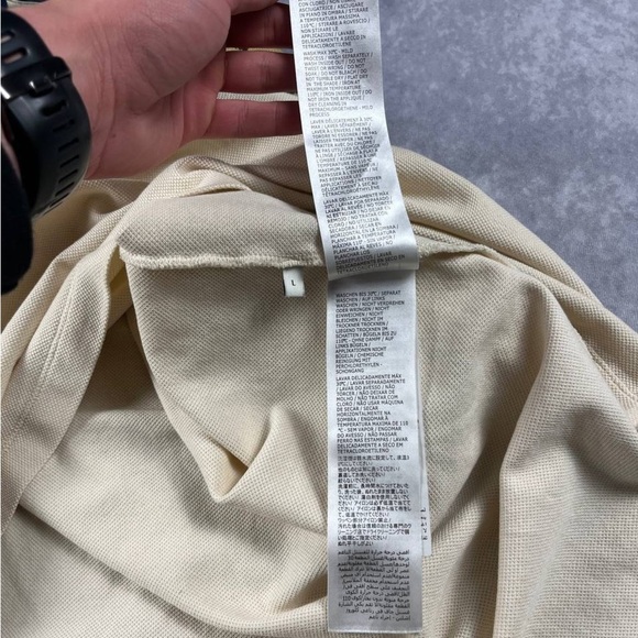 Men's Beige Polo Shirt with Navy Collar - Picture 6 of 6